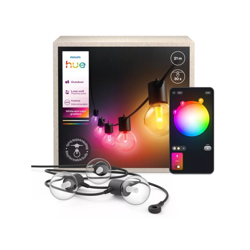 Philips - LED RGBW dimmelhető kültéri fényfüzér Hue FESTAVIA 30xLED 21m IP65