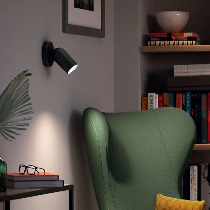 Philips - LED RGBW Fényerőszabályozható spotlámpa PONGEE 1xGU10/4,8W/230V 3000K fekete + távirányító