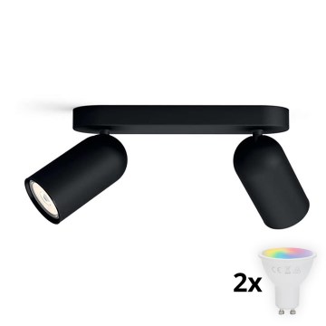 Philips - LED RGBW dimmelhető spotlámpa PONGEE 2xGU10/4,8W/230V 3000K fekete + távirányító