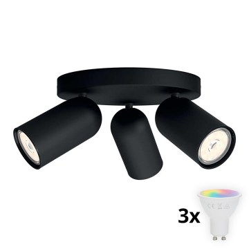 Philips - LED RGBW dimmelhető spotlámpa PONGEE 3xGU10/4,8W/230V 3000K fekete + távirányító