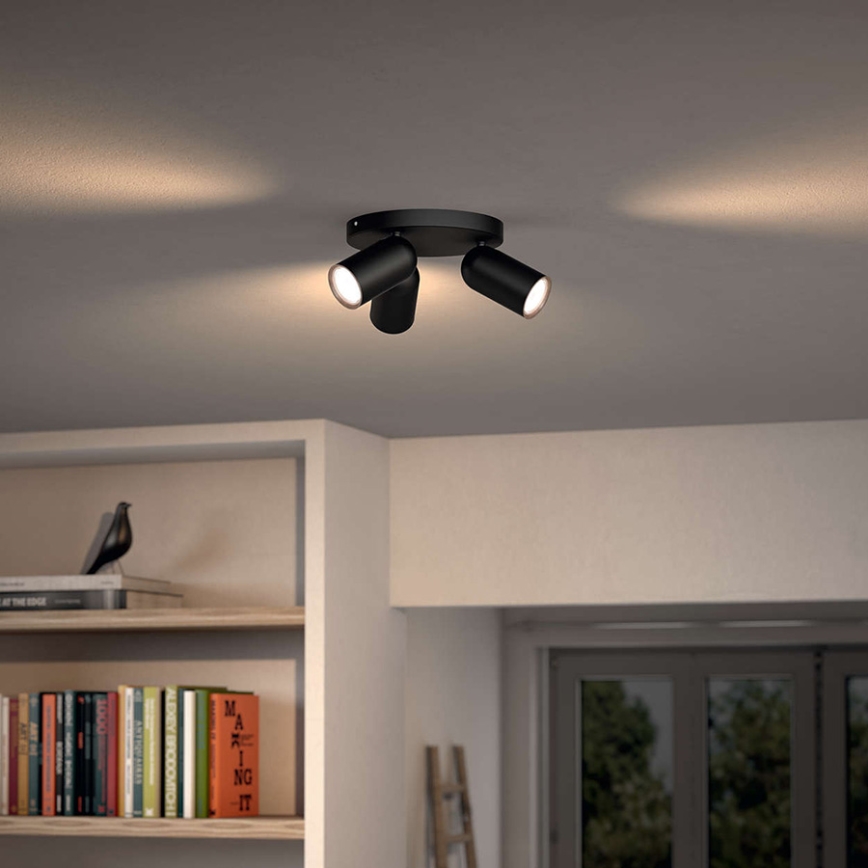 Philips - LED RGBW dimmelhető spotlámpa PONGEE 3xGU10/4,8W/230V 3000K fekete + távirányító