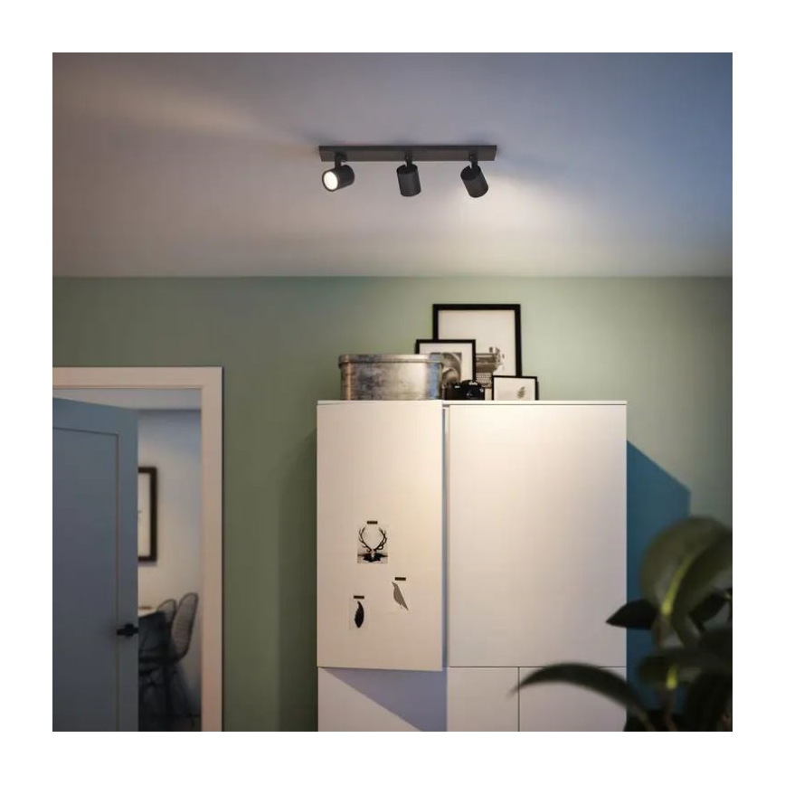 Philips - LED RGBW fényerőszabályozható spotlámpa RUNNER 3xGU10/6,5W/230V 2700-6500K fekete