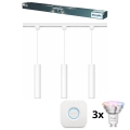 Philips - LED RGBW fényerőszabályozható csillár kábellel, sínes EASYLINK HUE rendszerhez 3xGU10/4,7W/230V 2200-6500K 1m fehér + Hue bridge