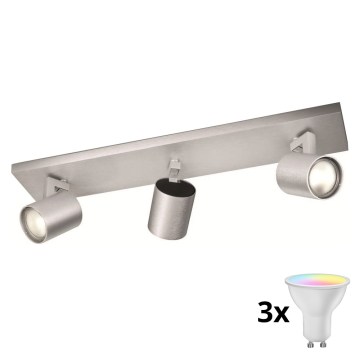 Philips - LED RGBW fényerőszabályozható spotlámpa 3xGU10/6W/230V matt króm + távirányító