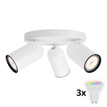 Philips - LED RGBW fényerőszabályozható spotlámpa PONGEE 3xGU10/4,8W/230V 3000K fehér + távirányító