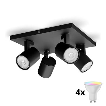 Philips - LED RGBW fényerőszabályozható spotlámpa RUNNER 4xGU10/6,5W/230V 2700-6500K fekete