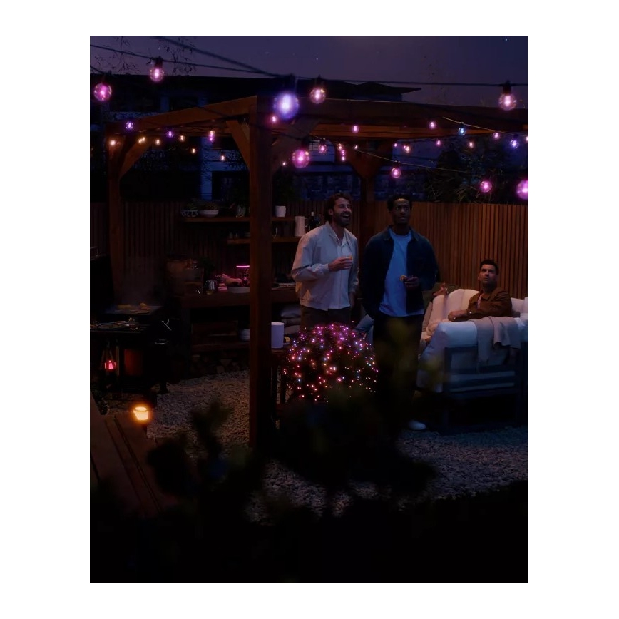Philips - Hue FESTAVIA RGBW LED hosszabbítható, fényerőszabályozható kültéri fényfüzér 20× LED, 14 m, IP65