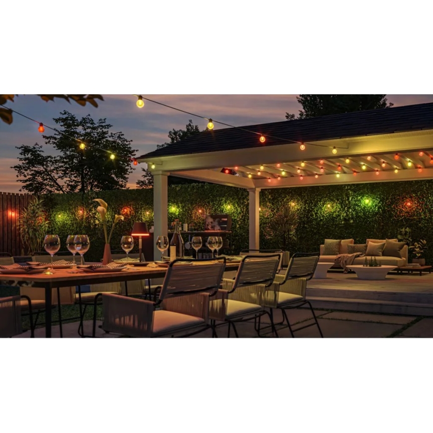 Philips - Hue FESTAVIA RGBW LED hosszabbítható, fényerőszabályozható kültéri fényfüzér 20× LED, 14 m, IP65