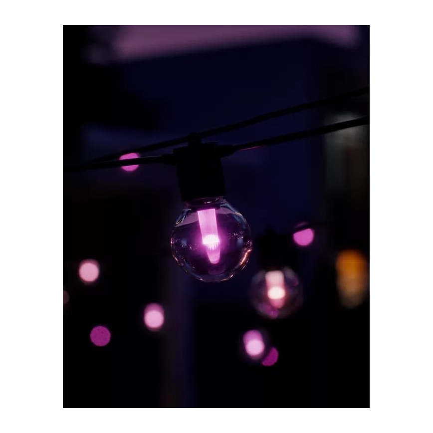 Philips - Hue FESTAVIA RGBW LED hosszabbítható, fényerőszabályozható kültéri fényfüzér 20× LED, 14 m, IP65