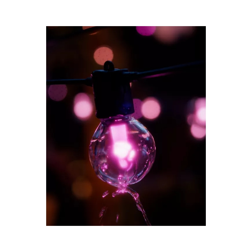 Philips - Hue FESTAVIA RGBW LED hosszabbítható, fényerőszabályozható kültéri fényfüzér 20× LED, 14 m, IP65