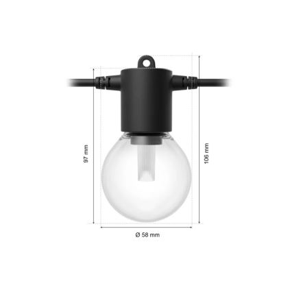 Philips - Hue FESTAVIA RGBW LED hosszabbítható, fényerőszabályozható kültéri fényfüzér 20× LED, 14 m, IP65
