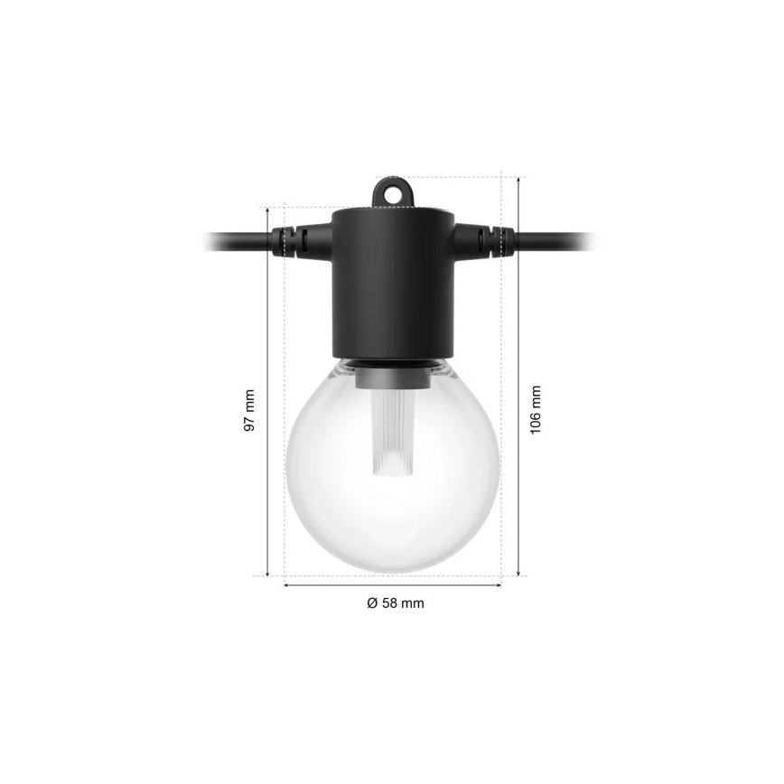 Philips - Hue FESTAVIA RGBW LED hosszabbítható, fényerőszabályozható kültéri fényfüzér 20× LED, 14 m, IP65
