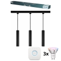 Philips - LED RGBW, szabályozható fényerőjű kábeles függeszték EASYLINK HUE sínes rendszerhez 3xGU10/4,7W/230V 2200-6500K 1m fekete + Hue bridge