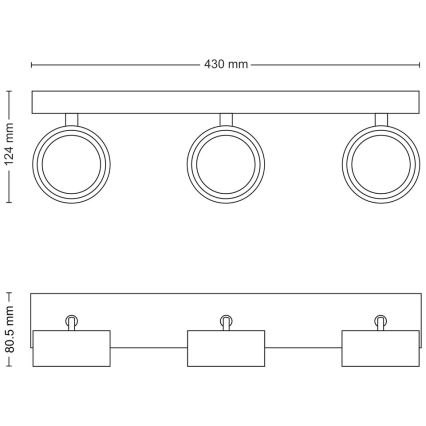 Philips - LED Spotlámpa 3xLED/5,5W/230V fekete