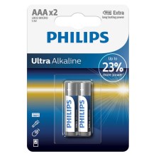 Philips LR03E2B/10 - 2 db alkáli elem AAA ULTRA ALKALINE 1,5V