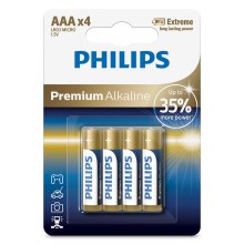 Philips LR03M4B/10 - 4 db alkáli elem AAA PREMIUM ALKALINE 1,5V 1320mAh