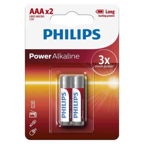 Philips LR03P2B/10 - 2 db alkáli elem AAA POWER ALKALINE 1,5V