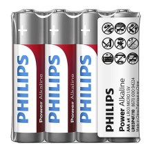 Philips LR03P4F/10 - 4 db alkáli elem AAA POWER ALKALINE 1,5V 1150mAh