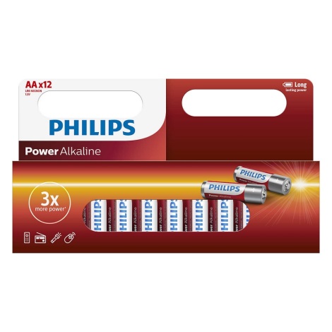 Philips LR6P12W/10 - 12 db alkáli elem AA POWER ALKALINE 1,5V