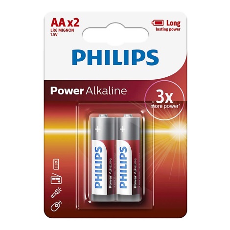 Philips LR6P2B/10 - 2 db alkáli elem AA POWER ALKALINE 1,5V