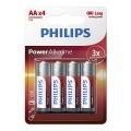 Philips LR6P4B/10 - 4 db AA alkáli elem POWER ALKALINE 1,5V 2600mAh
