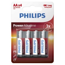 Philips LR6P4B/10 - 4 db alkáli elem AA POWER ALKALINE 1,5V 2600mAh