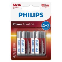 Philips LR6P6BP/10 - 6 db alkáli elem AA POWER ALKALINE 1,5V 2600mAhV
