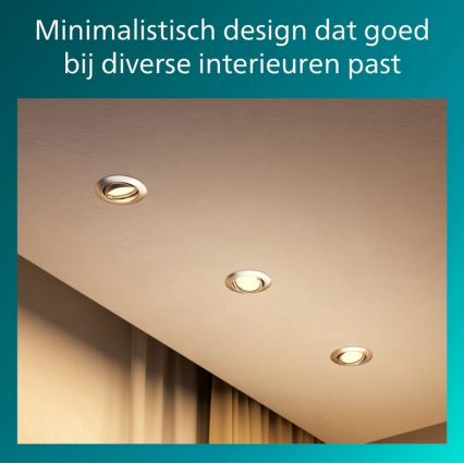 Philips - PERIDOT 3 darabos süllyesztett lámpatest szett, 1x GU10/7W/230V, ezüstszínű
