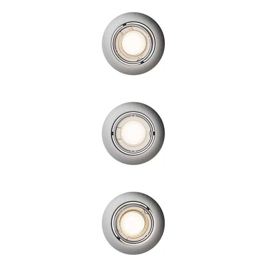 Philips - PERIDOT 3 darabos süllyesztett lámpatest szett, 1x GU10/7W/230V, ezüstszínű