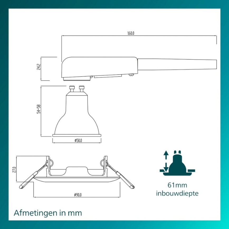 Philips - PERIDOT 3 darabos süllyesztett lámpatest szett, 1x GU10/7W/230V, ezüstszínű