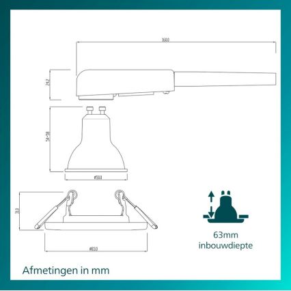 Philips - PERIDOT beépíthető lámpatest 1xGU10/7W/230V ezüstszínű