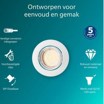 Philips - PERIDOT beépíthető lámpatest 1xGU10/7W/230V fehér