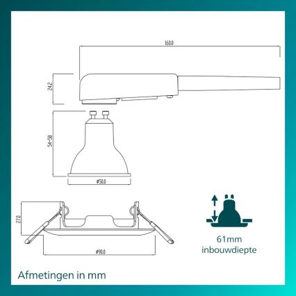 Philips - PERIDOT beépíthető lámpatest 1xGU10/7W/230V fehér