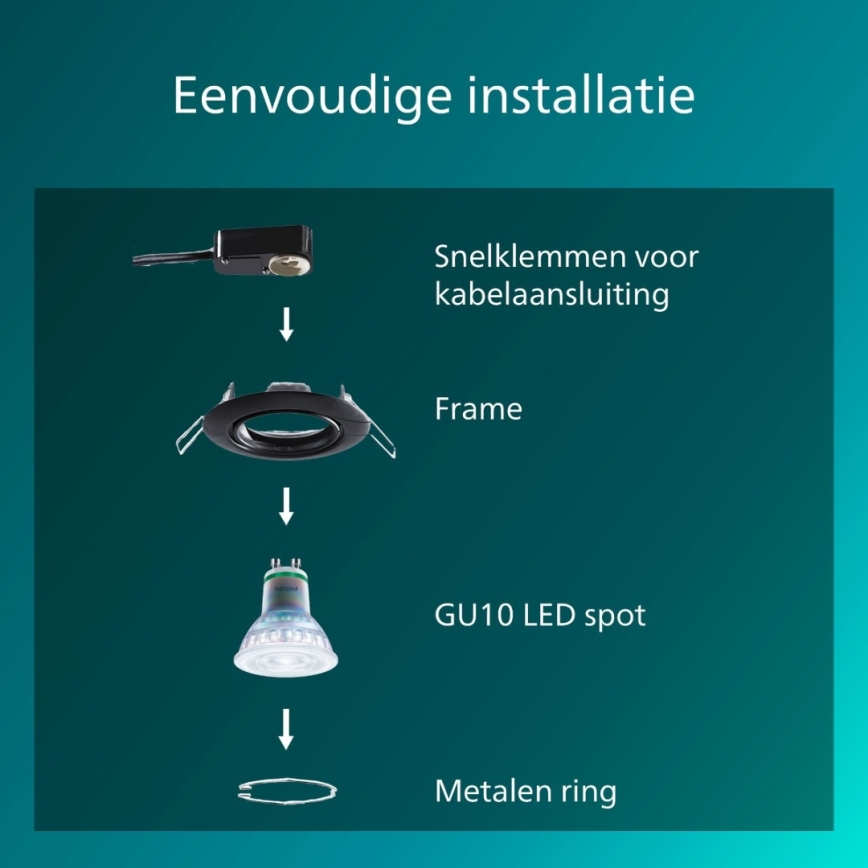 Philips - PERIDOT süllyesztett mennyezeti lámpa 1xGU10/7W/230V fekete