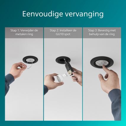 Philips - PERIDOT süllyesztett mennyezeti lámpa 1xGU10/7W/230V fekete
