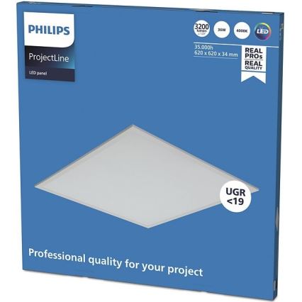 Philips - PROJECTLINE süllyesztett LED panel, 36 W, 230 V, 62 x 62 cm
