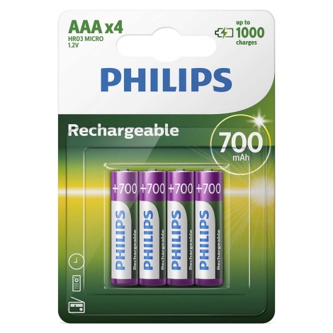 Philips R03B4A70/10 - 4 db tölthető elem AAA MULTILIFE NiMH/1,2V/700 mAh