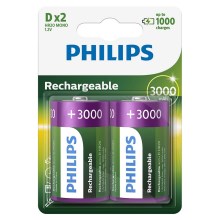 Philips R20B2A300/10 - 2 db tölthető elem D MULTILIFE NiMH/1,2V/3000 mAh