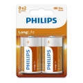 Philips R20L2B/10 - 2 db Cink-klorid elem D LONGLIFE 1,5V 5000mAh