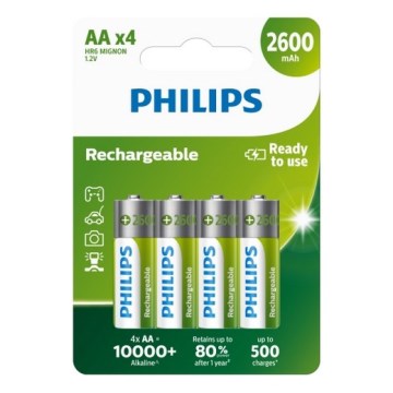Philips R6B4B260/10 - 4 db újratölthető AA akkumulátor NiMH/1,2V/2600 mAh