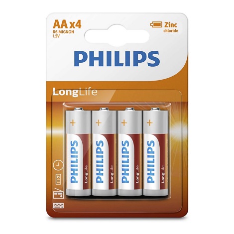 Philips R6L4B/10 - 4 db cink-klorid elem AA LONGLIFE 1,5V
