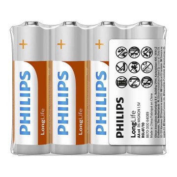 Philips R6L4F/10 - 4 db AA cink-klorid elem LONGLIFE 1,5V 900mAh