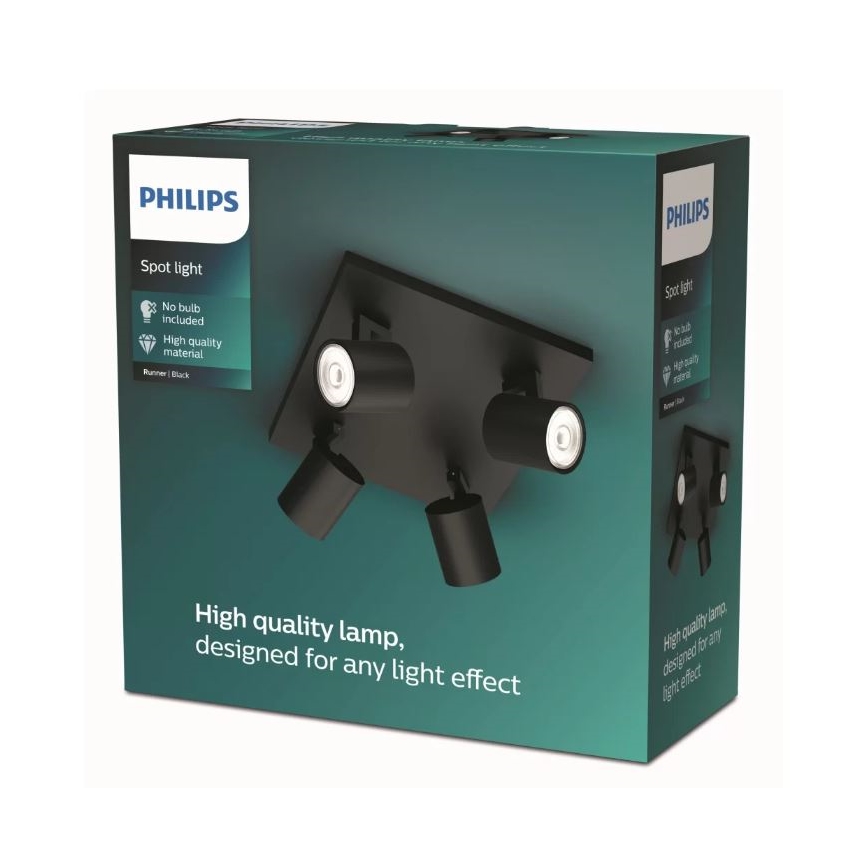 Philips - RUNNER 4xGU10/20W/230V irányítható spotlámpa fekete