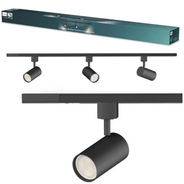 Philips - Sínes EASYLINK spotlámpa, 3×GU10/7W/230V, 1 m, fekete