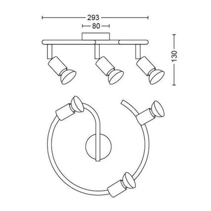 Philips - Spotlámpa 3xGU10/50W/230V fekete
