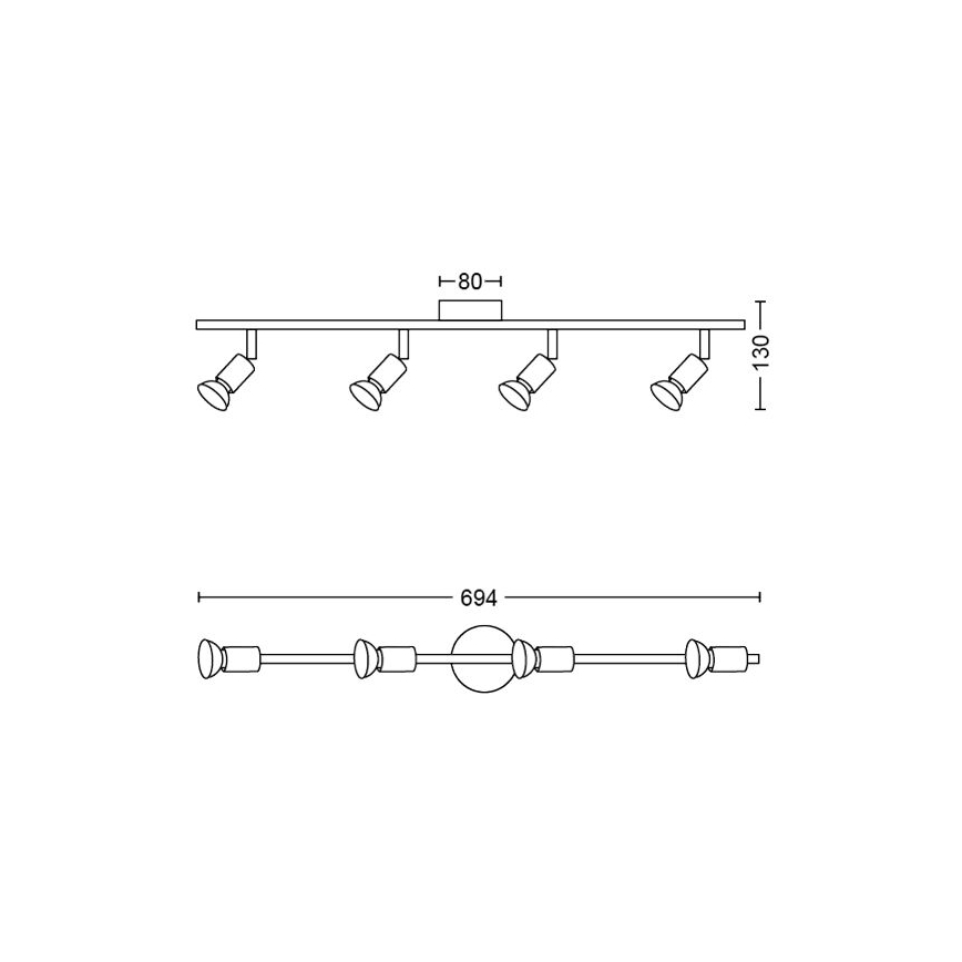 Philips - Spotlámpa 4xGU10/50W/230V fekete