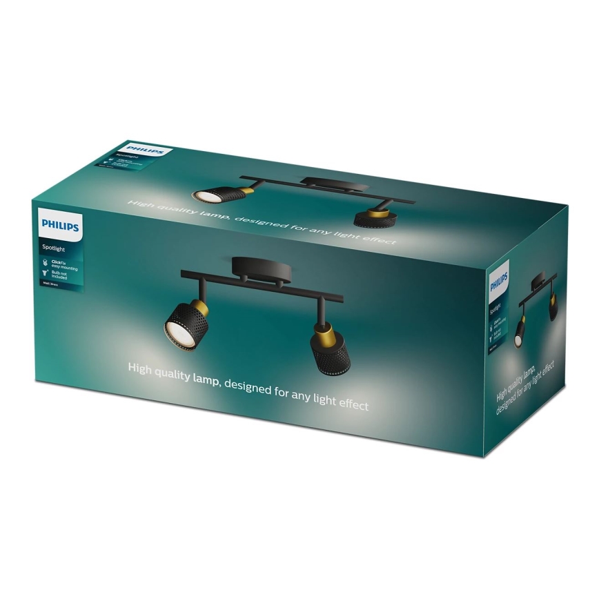 Philips - Spotlámpa NIALL 2xGU10/5W/230V fekete/réz