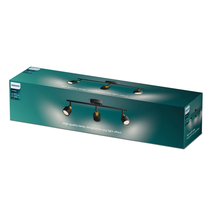 Philips - Spotlámpa NIALL 3xGU10/5W/230V fekete/réz