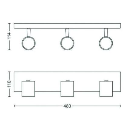 Philips - Spotlámpa RUNNER 3xGU10/20W/230V fekete