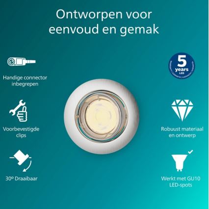 Philips - Süllyesztett mennyezeti lámpatest PERIDOT 1xGU10/7W/230V ezüstszínű
